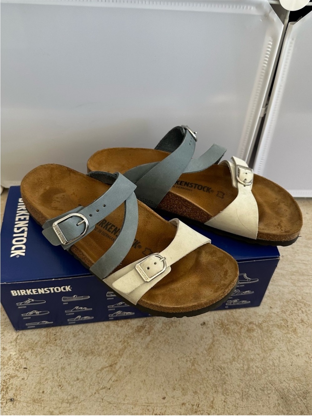 Birkenstock Women’s Two-Strap Sandals Blue/ Cream